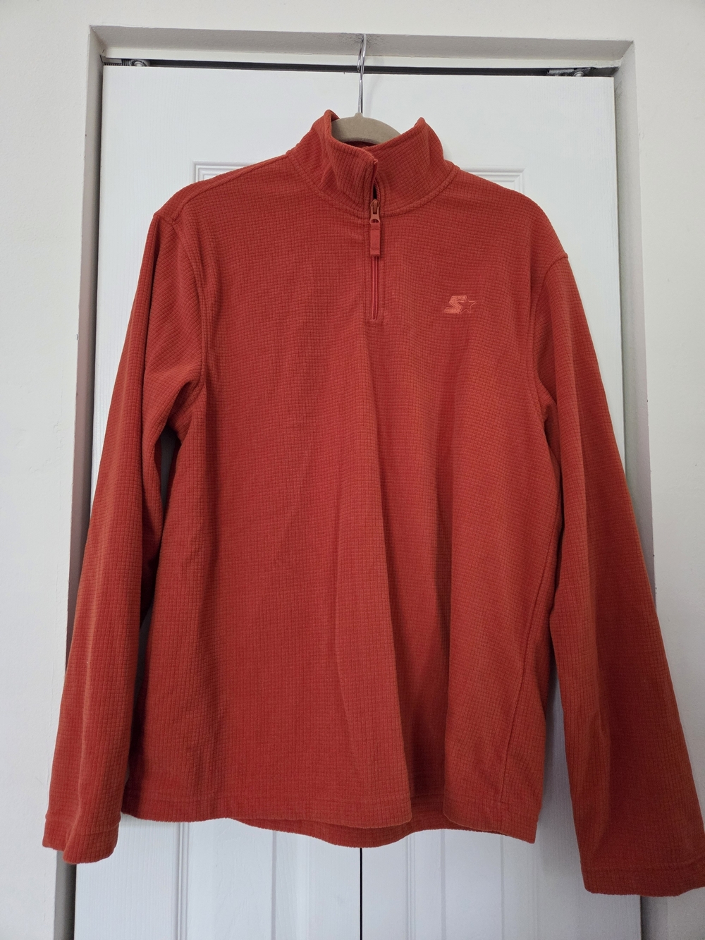 STARTER Men's Rust Orange Zip-Up Waffle Knit Pullover